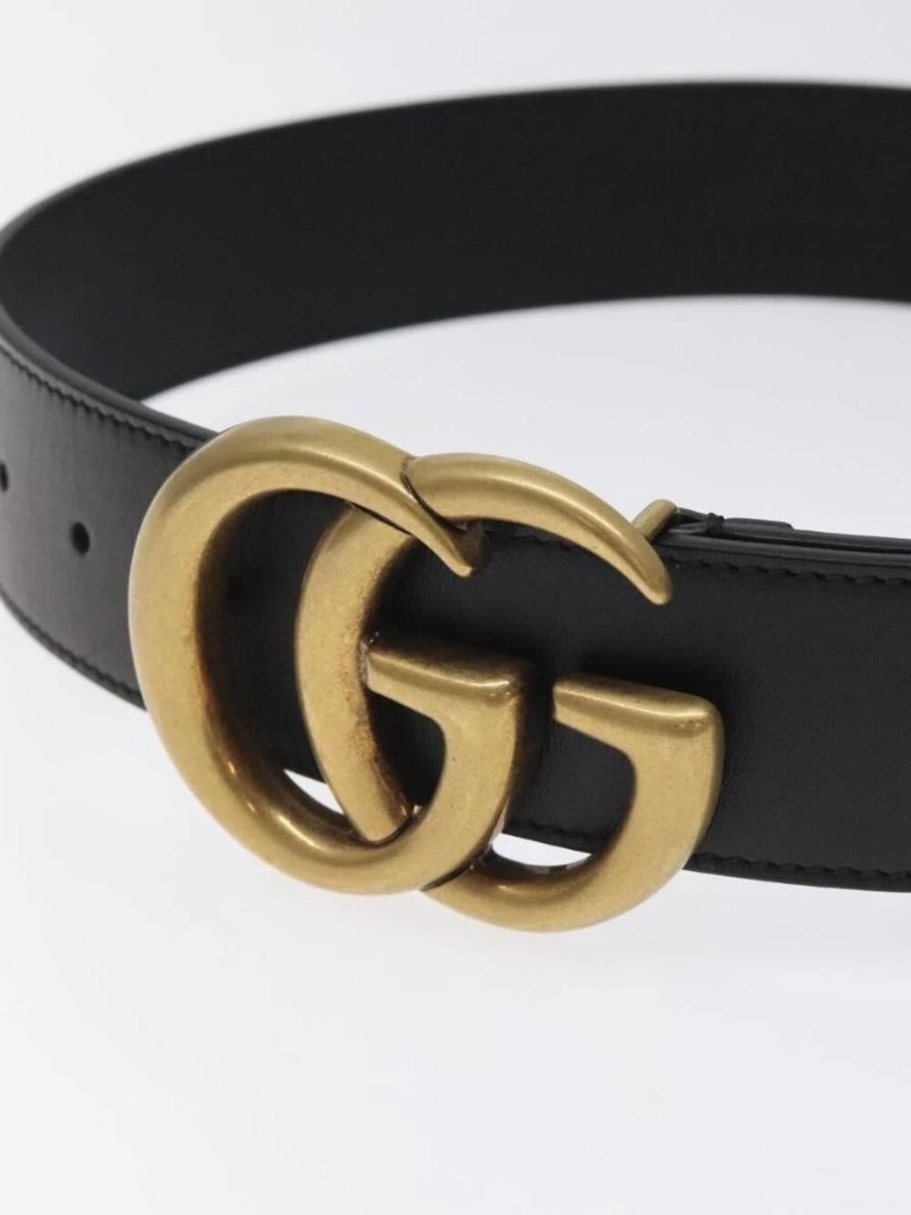 GUCCI GG Marmont Belt Leather 31.5" Black Gold 400593 Auth SW818M - Picture 6 of 11